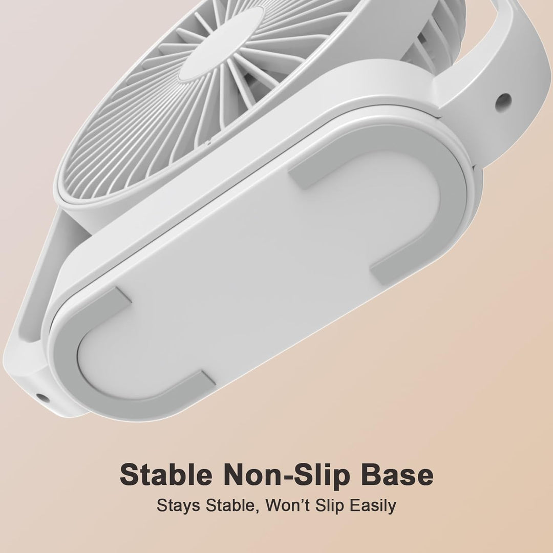 SURFOU Ventilator 4000mAh Akku, Kabelloser Tischventilator mit 4 Stufen und 2 Nachtlicht-Modi, USB-C