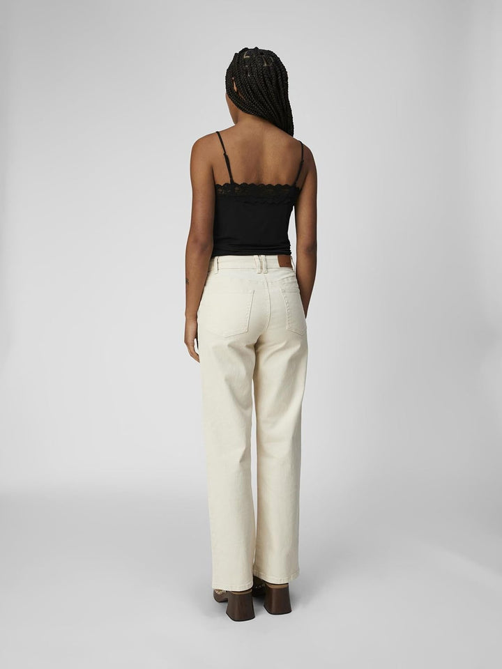 Object Female Wide Fit Jeans Twill- XS Sandshell, XS Sandshell