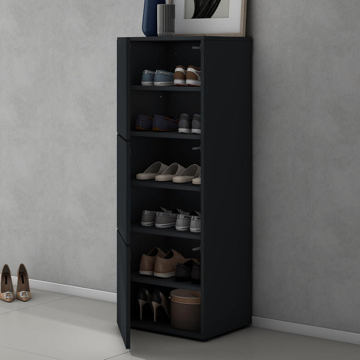 doporro Schuhschrank Schuhregal Schmal Schuhkommode 45 cm Schuhschrank in Anthrazit matt Holz Aufbew