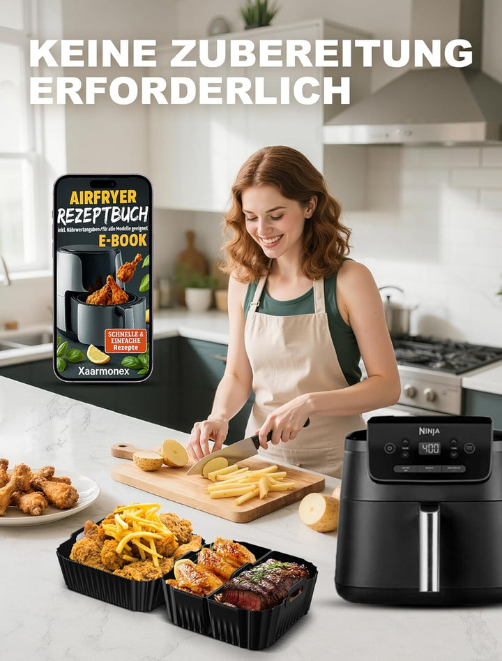 3 Stück Silikonform Heissluftfritteuse Für Ninja Air Frye PRO 4.7L/Max 6.2L/Cosori 5.5L/6L/Philips 6