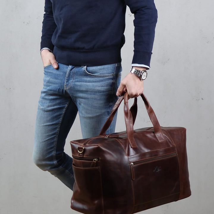 SID & VAIN XL Reisetasche Bristol Side aus Premium Leder I Sporttasche gross XL gross für Herren und