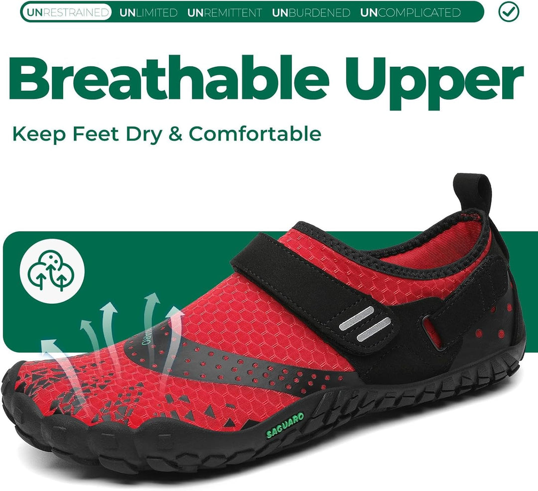 SAGUARO Barfussschuhe Herren Damen Outdoor Sport Fitnessschuhe Traillaufschuhe Gr.35-48 39 EU Rot, 3