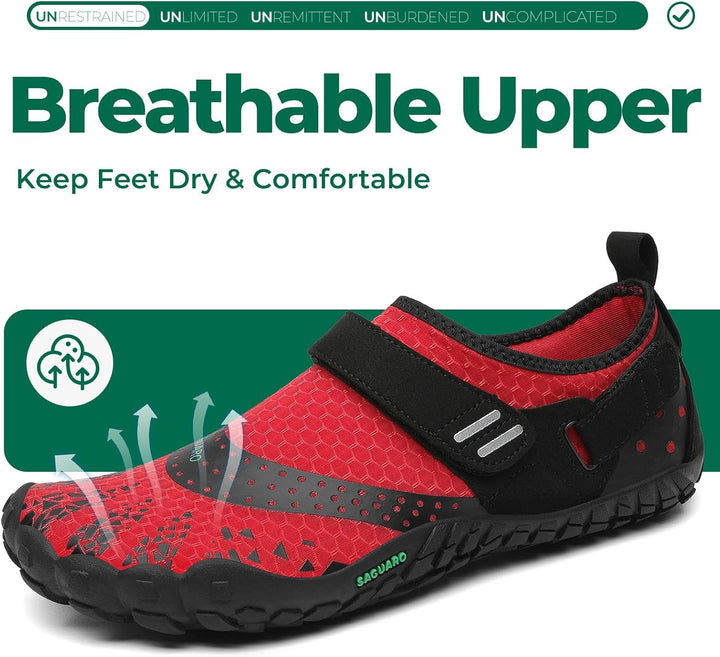 SAGUARO Barfussschuhe Herren Damen Outdoor Sport Fitnessschuhe Traillaufschuhe Gr.35-48 39 EU Rot, 3
