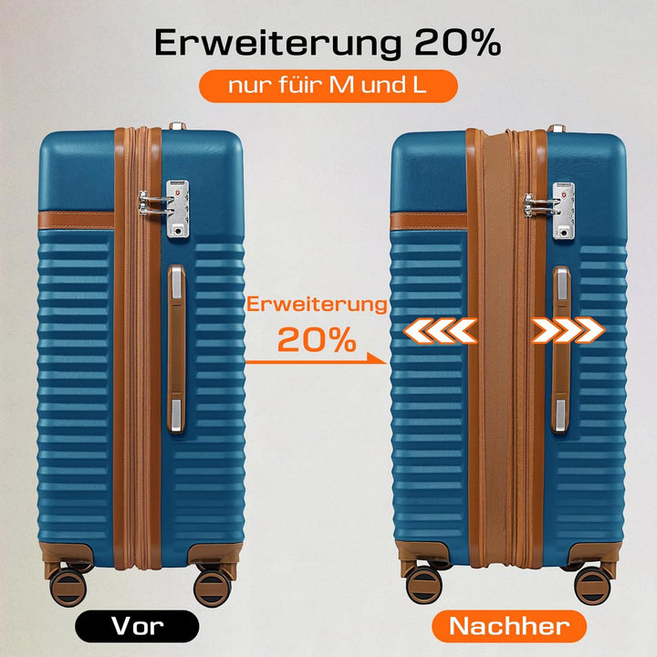 Joyway Kofferset 5 teilig Koffer Trolley, Hartschalen Erweiterbar Reisekoffer, Zwillingsrollen Handg