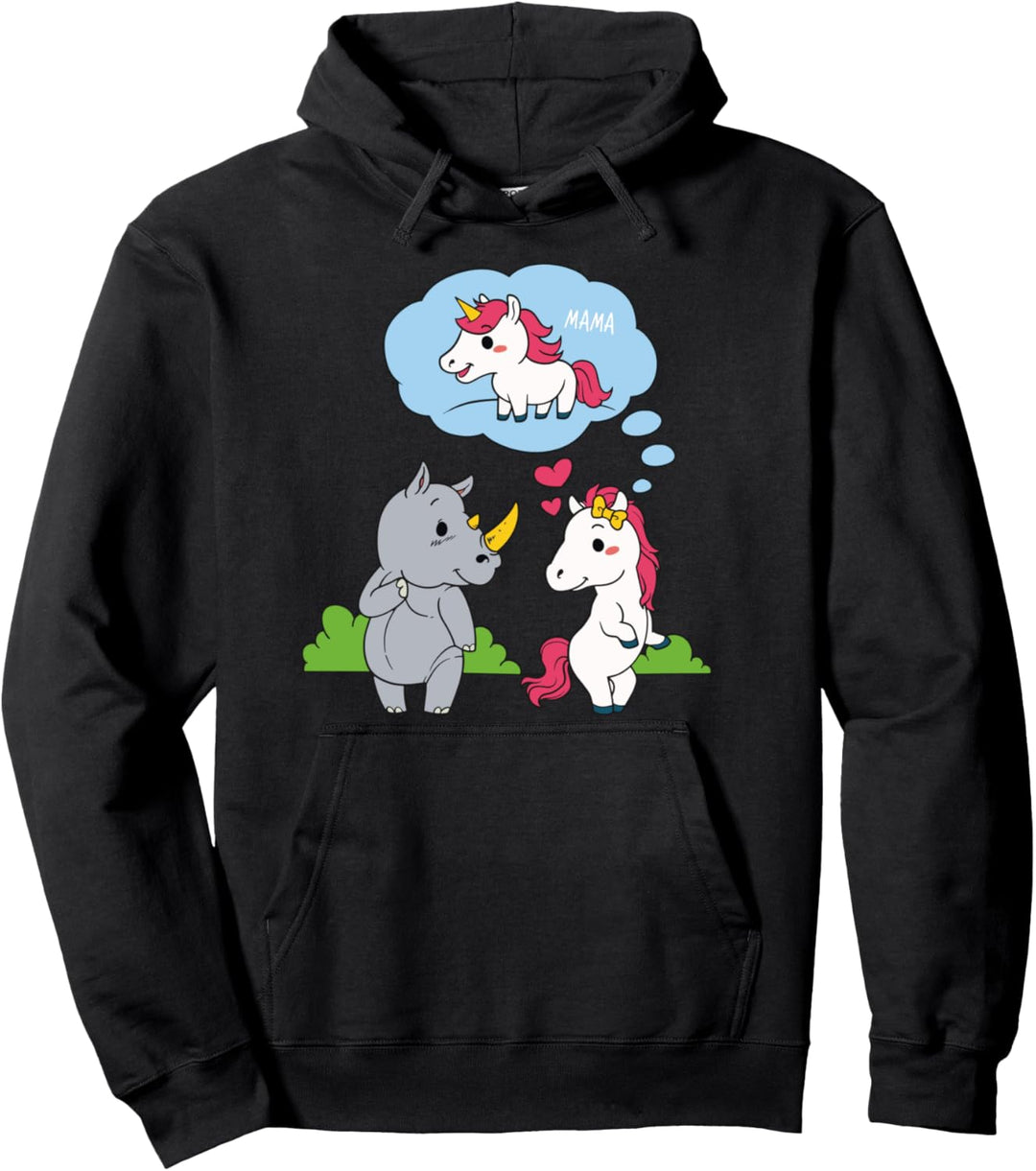 Nashörner und Pferd träumen von einem Einhorn baby Pullover Hoodie