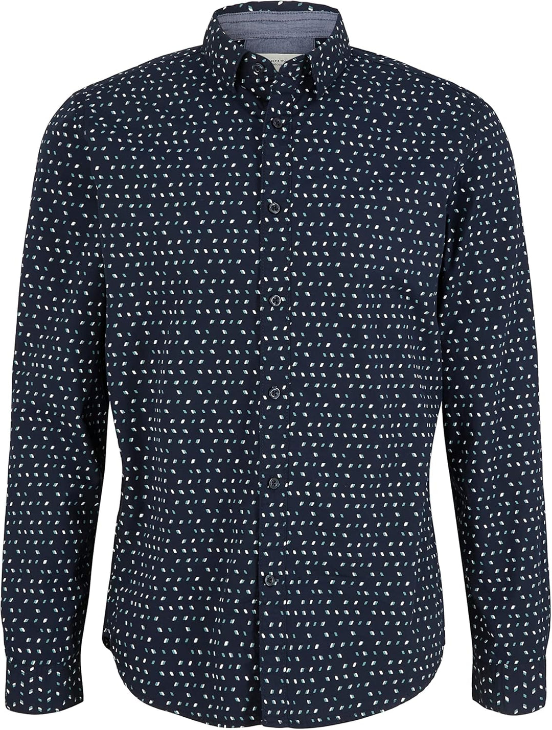 TOM TAILOR Herren Hemd mit Muster L 31275 - Navy Geometric Design, L 31275 - Navy Geometric Design