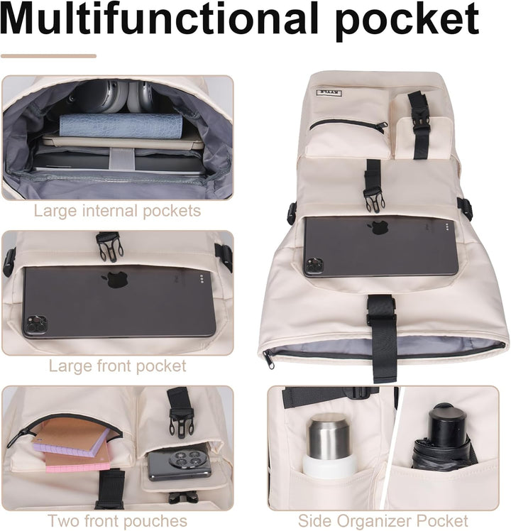 Rucksack Damen,Rolltop Rucksack Herren,28L Gross Schulrucksack Rucksack Wasserdicht mit Laptopfach 1