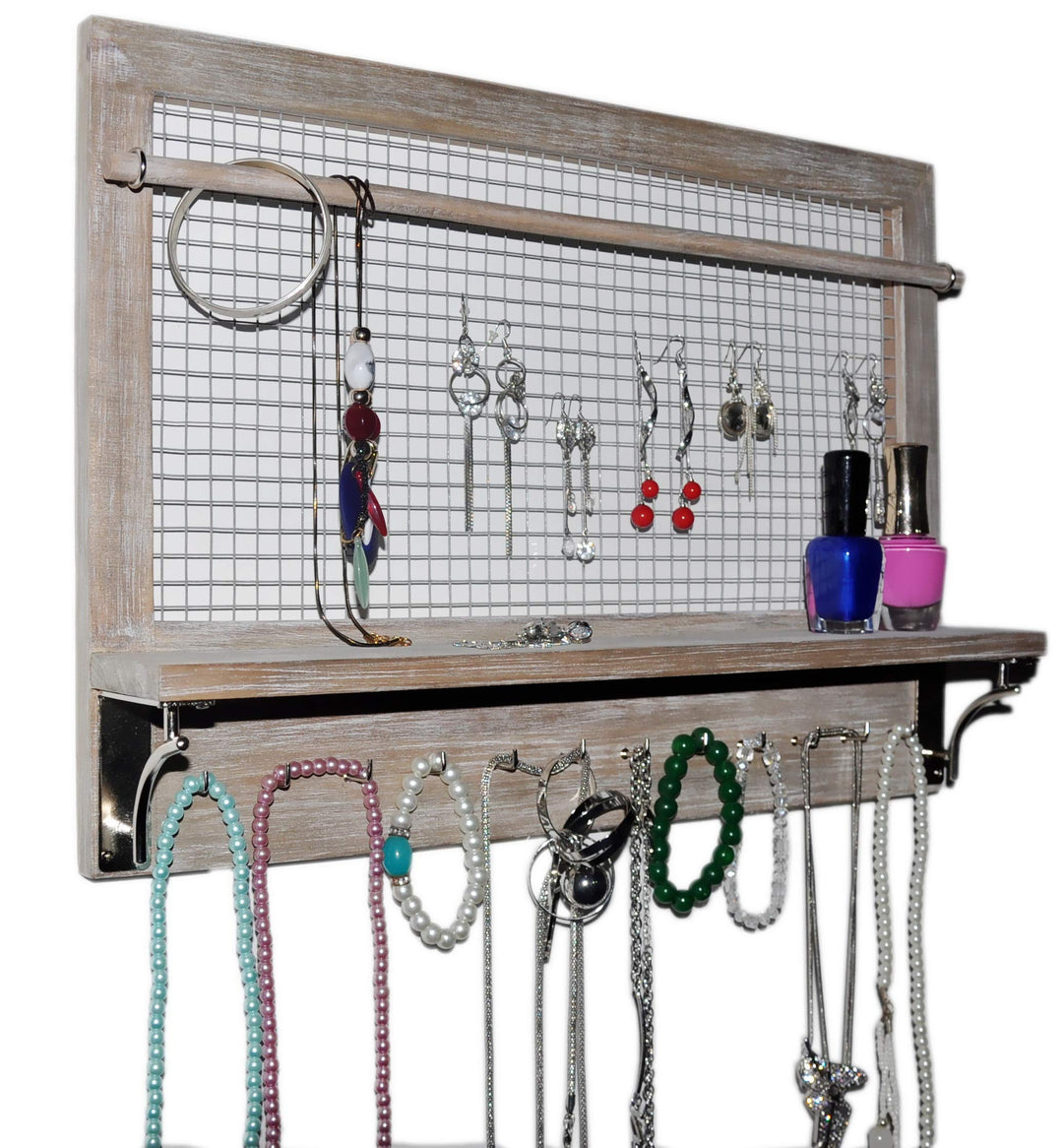 Spiretro Wandhalterung, Schmuck-Organizer, Halter mit Haken, Regal, Stange, Ohrringe, Halsketten, Ar