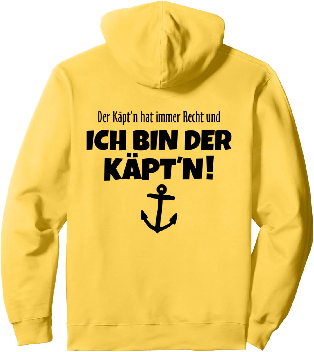 Der Käpt'n hat immer Recht (Schwarz Rücken) Boot & Segel Pullover Hoodie