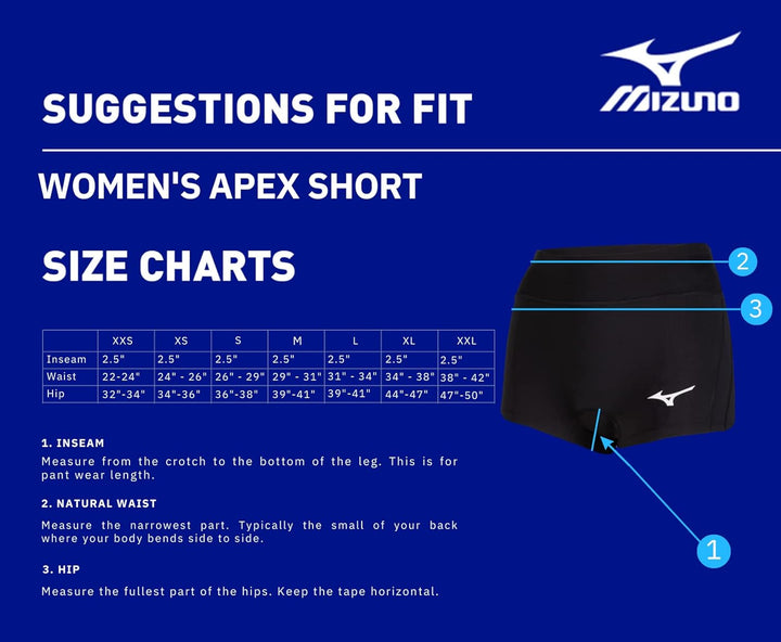 Mizuno, Damen, Apex, Volleyballshort mit 6,35 cm Innennaht XS Leiser Lampenschirm, XS Leiser Lampens