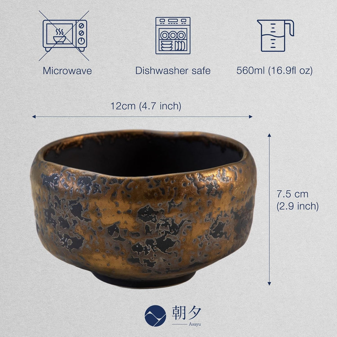 Asayu Japan Matcha-Schale, handgefertigter japanischer Keramik-Chawan aus Gifu, 600 ml, spülmaschine