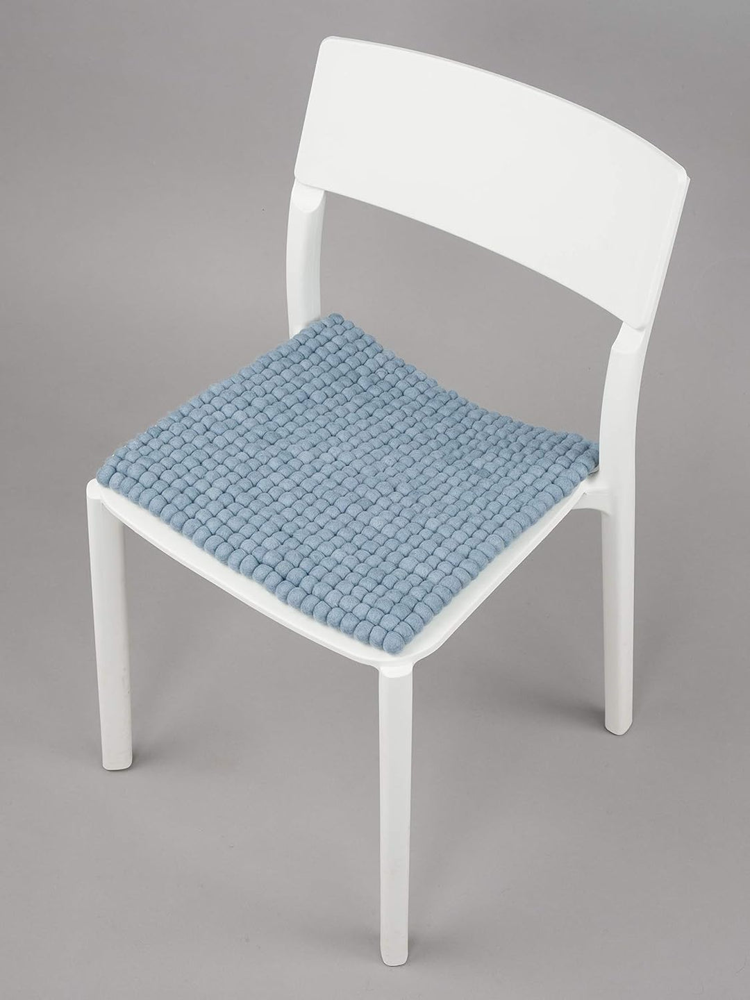 myfelt Filzkugel-Sitzauflage Stuhlauflage - Mia - quadratisch, 36x36 cm, Hellblau, Hellblau