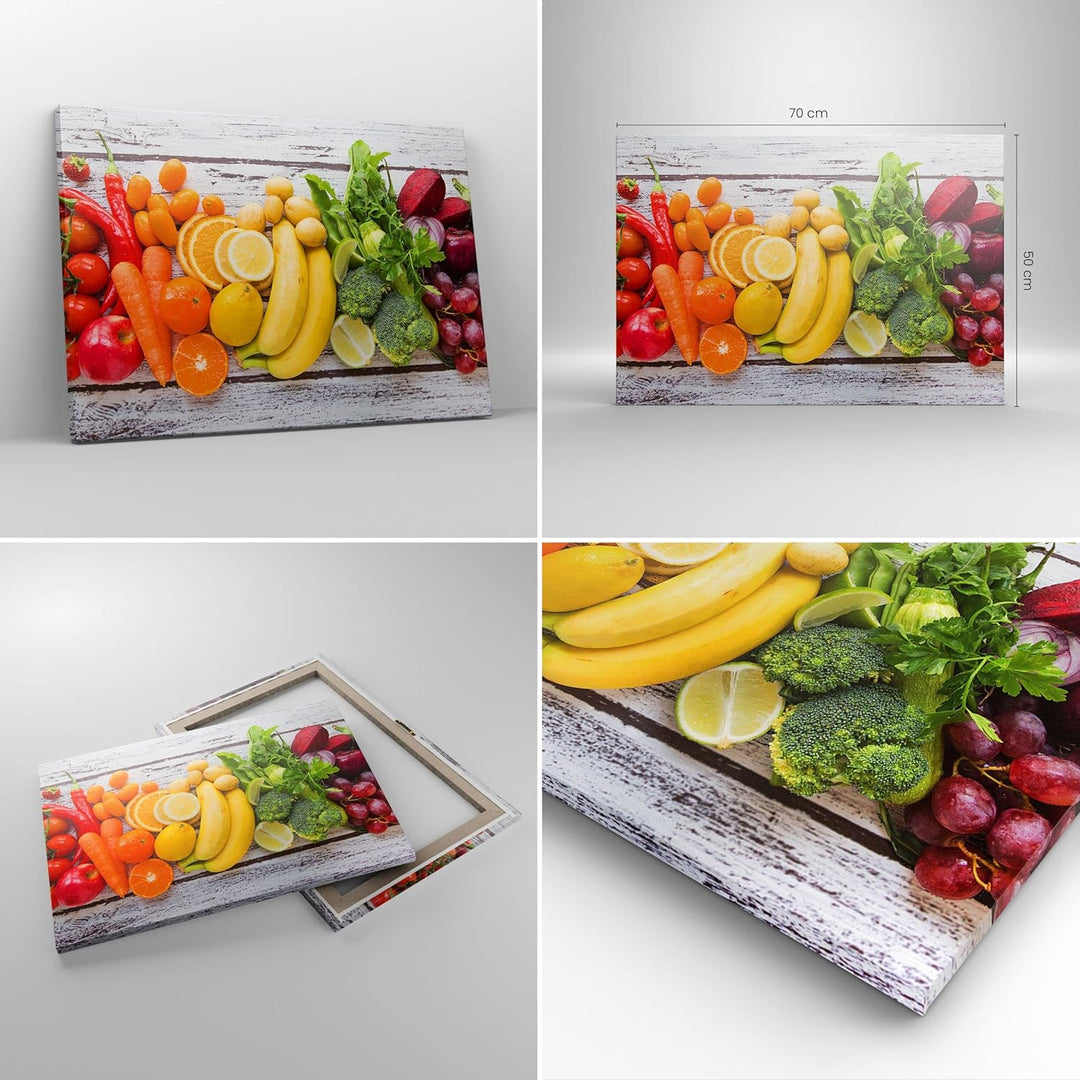 Bilder auf Leinwand Essen Gemüse Essen frisch Leinwandbild 70x50cm Wandbilder Dekoration Wohnzimmer