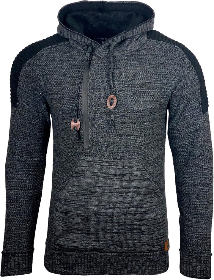 Baxboy Herren Strick-Pullover Kapuzenpullover Moderne Männer Pulli Grobstrick Strickjacke Winter-Fre
