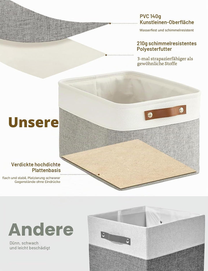 Klappbare Aufbewahrungskörbe für Regale Schrank 4-teilig Stoff-Organizer-Boxen mit Griffen Wasserdic