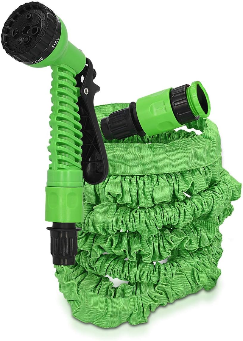 Navaris Flexibler Gartenschlauch 5-15m - mit 7 Funktionen Brause und Schnelladaptern - Wasserschlauc