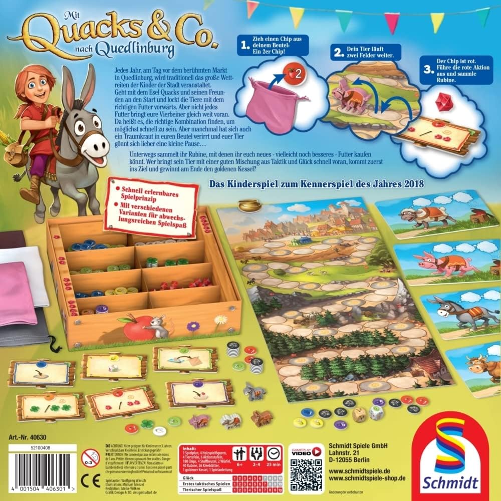 Schmidt Spiele 40630 Mit Quacks &amp; Co. nach Quedlinburg, Kinderspiel zum Kennerspiel des Jahre 2018,