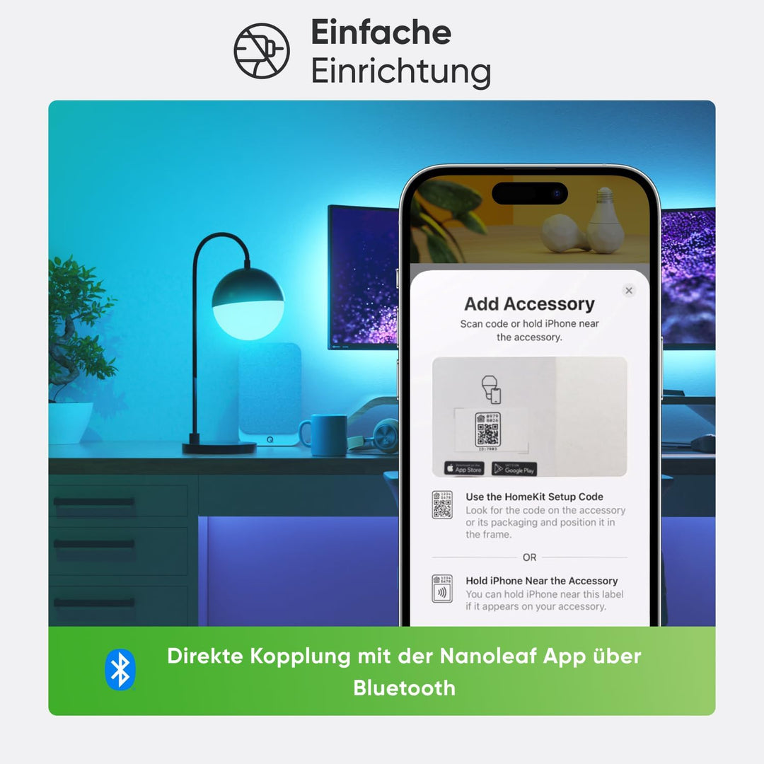 Nanoleaf Matter Essentials Glühbirne, 3 Smarten RGBW B22 LED Lampen - Matter über Thread, Bluetooth