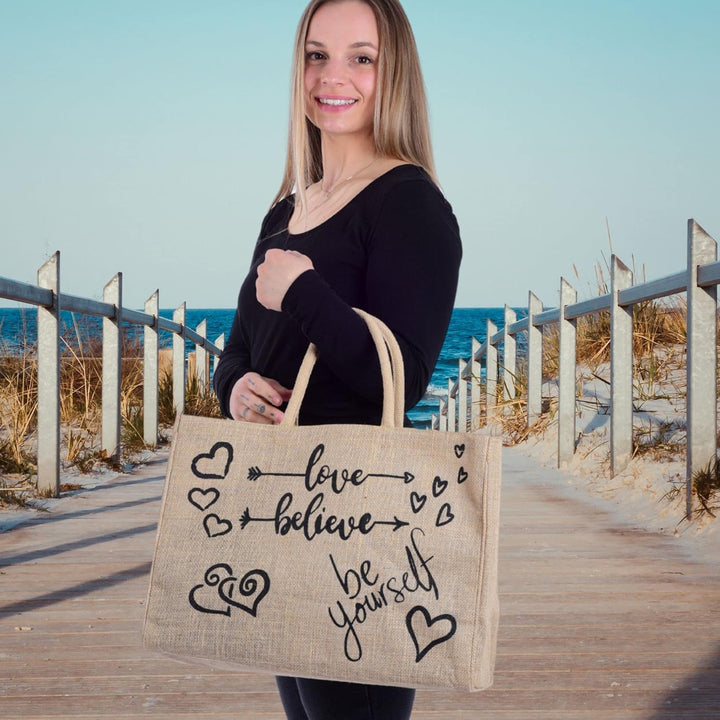 Domelo Damen gross Einkaufskorb, 100% Jute Vegan Tasche, Korb Jutetasche, Shopper Korbtasche, Shoppi