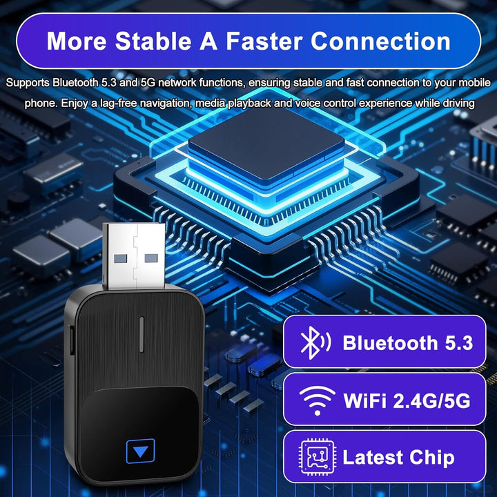 CarPlay Wireless Adapter, 2 IN 1 Wireless Android Auto & Carplay Wireles Adapter, Wandelt Wired CarP