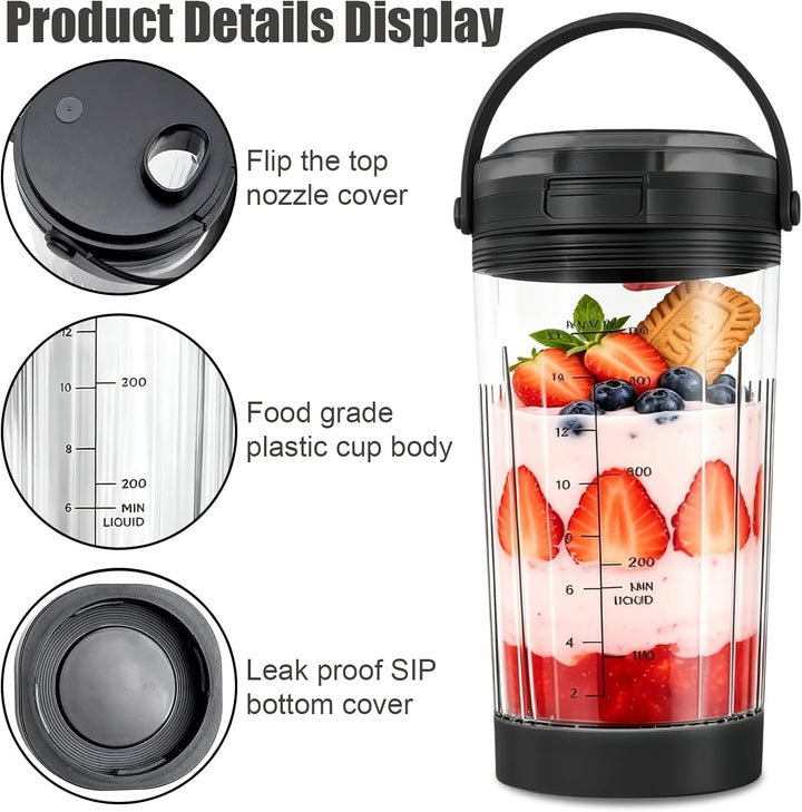 530ml kompatibel mit Tragbarer Mixer, Tragbarer Mixer Ersatzteile Zubehör, Transparent Weiss Tragbar
