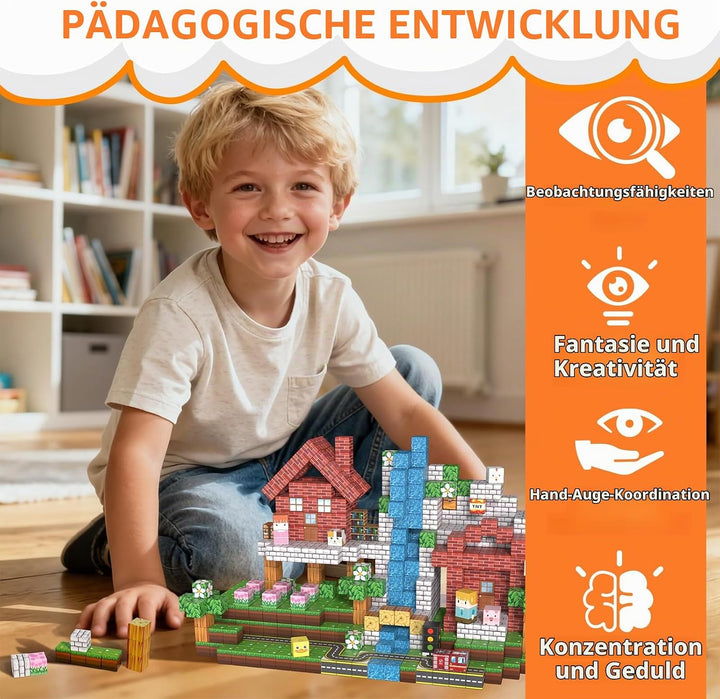 Vdealen 300 PCS Magnetische Bausteine, Stapelung Magnetwürfel Spielzeug für Kinder, STEM Montessori