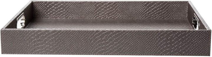SIGNATURE HOME COLLECTION Tablett mit Griffen, Kunstleder, Taupe, 45 x 33 x 6 cm