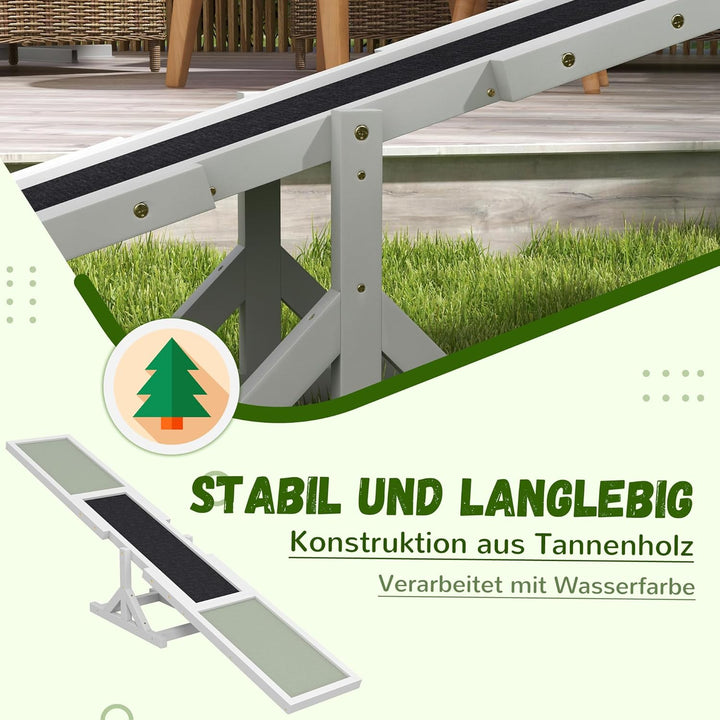 PawHut Hundewippe, Hunde Agility Wippe aus Holz, rutschfest Hunde Agilitäts Rampe für Hunde unter 30