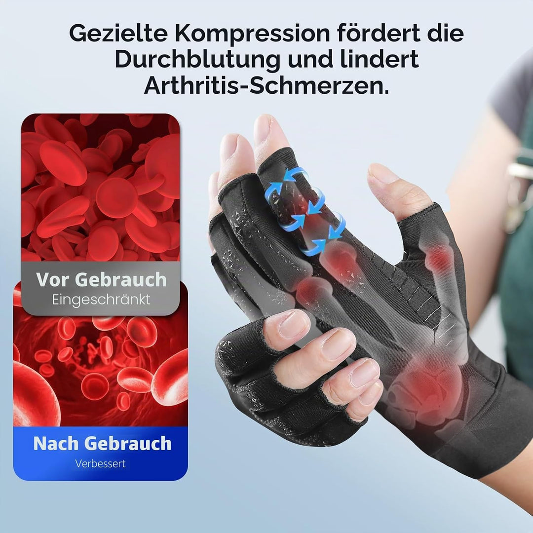 Donfri 2 Paar Kupfer- Arthritis-Kompressionshandschuhe für Damen und Herren,Schwarz (XL) XL Schwarz
