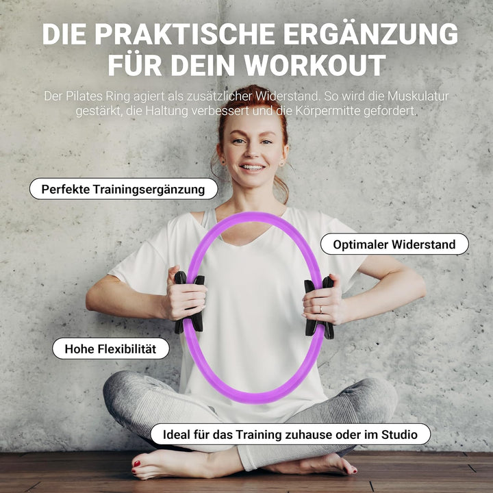 MSPORTS Pilates Ring Premium I Widerstandsring - Doppelgriff Pilates Yoga Ring 38 cm Übungskreis Vio