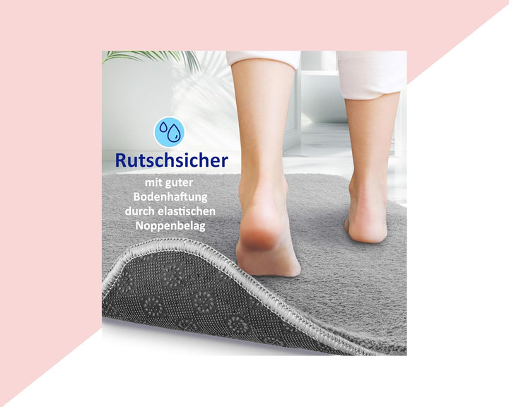 TA&MA Store-Badematten Set 3 teilig Badezimmerteppich rutschfest Badteppich Badvorleger maschinenwas