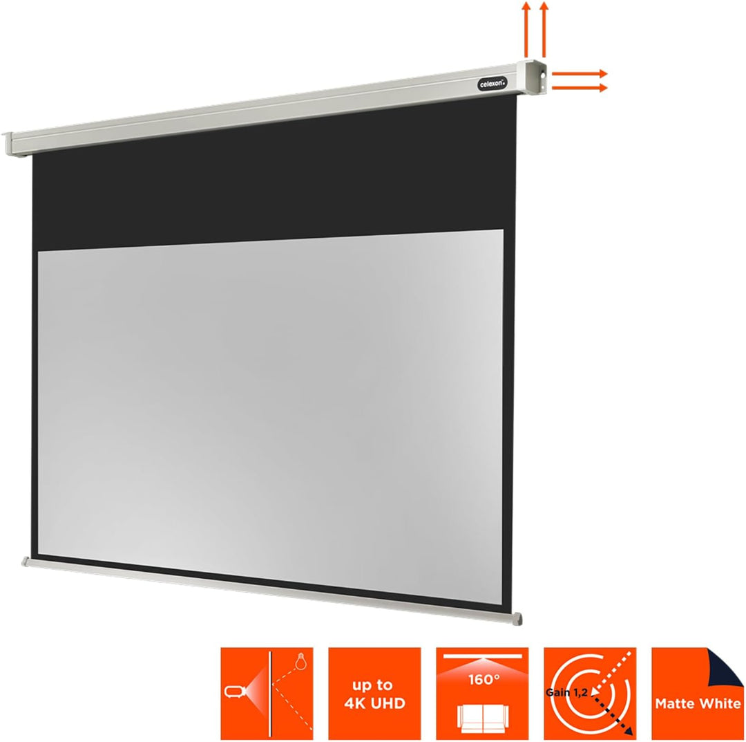 celexon Professional Motor-Leinwand 70" | 160x90 cm 16:9 | elektrische 4K,Full-HD Beamer-Leinwand fü