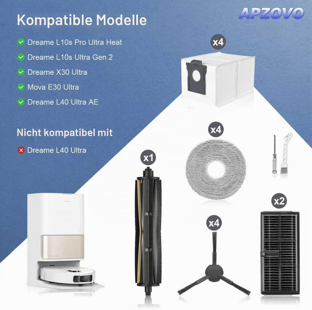 Zubehörset für Dreame L10s Pro Ultra Heat/L10s Ultra Gen 2/Dreame L40 Ultra AE/X30 Ultra, Zubehör fü