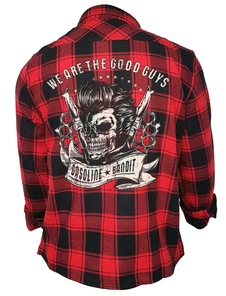Gasoline Bandit Rockabilly Worker Herren-Hemd schwarz-rot kariert - Let The Good Times roll S Good G