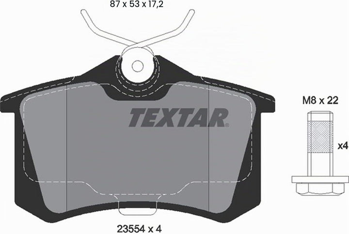 TEXTAR BREMSSCHEIBEN 253mm + BELÄGE HINTEN NUR für PR-Nr= 1KD, 1KQ, 1ZF