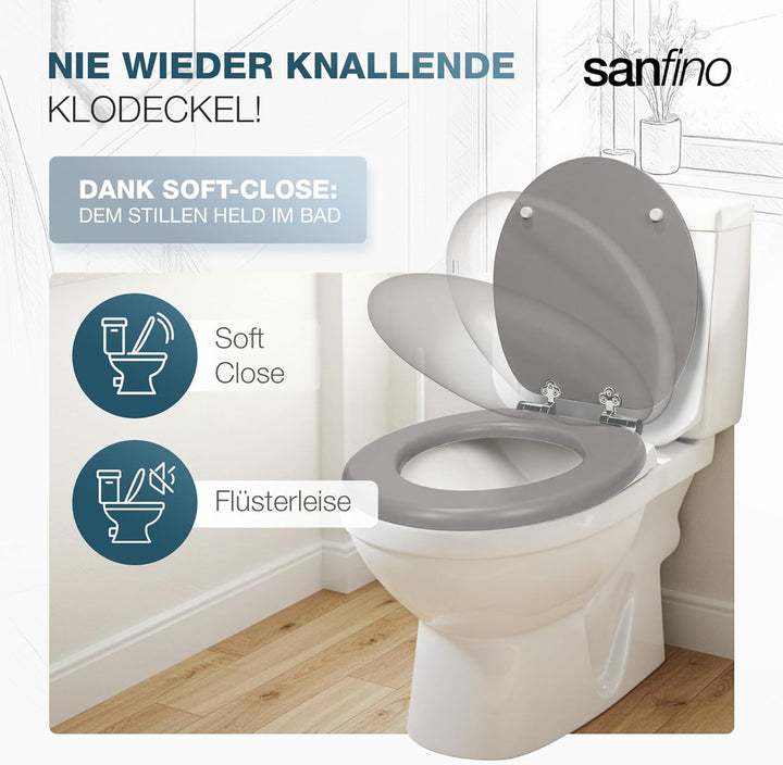 Premium WC Sitz mit Absenkautomatik – hochwertige Toilettendeckel aus Holz, viele bunte Motive, hohe