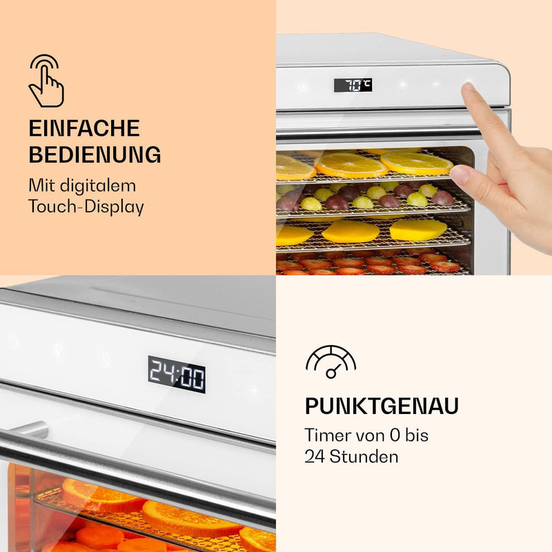 Klarstein Dörrautomat, Dörrgerät für Gemüse, Obst, Nüsse und Fleisch Trocknen, Food Dehydrator mit 6