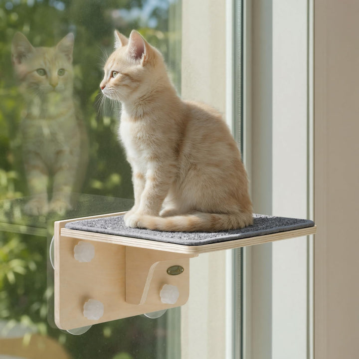 pecute Kletterwand Katzen, 2-in-1 für Wand & Glas, Katzenkletterwand mit Waschbar Abnehmbar Filzunte