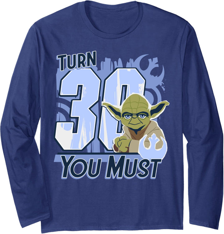 Star Wars Yoda Turn 30 You Must Rebel Logo Portrait Langarmshirt