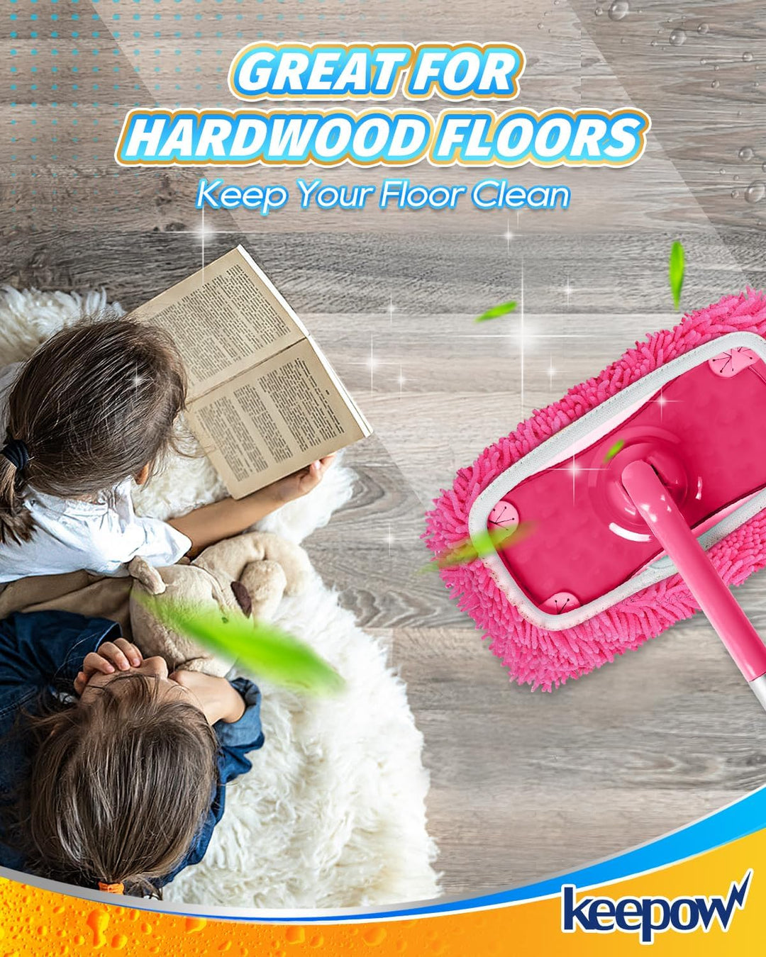 KEEPOW 6 Wiederverwendbare Mikrofaser für Swiffer Bodenwischer Pink, Waschbar & Fusselfrei für Swiff