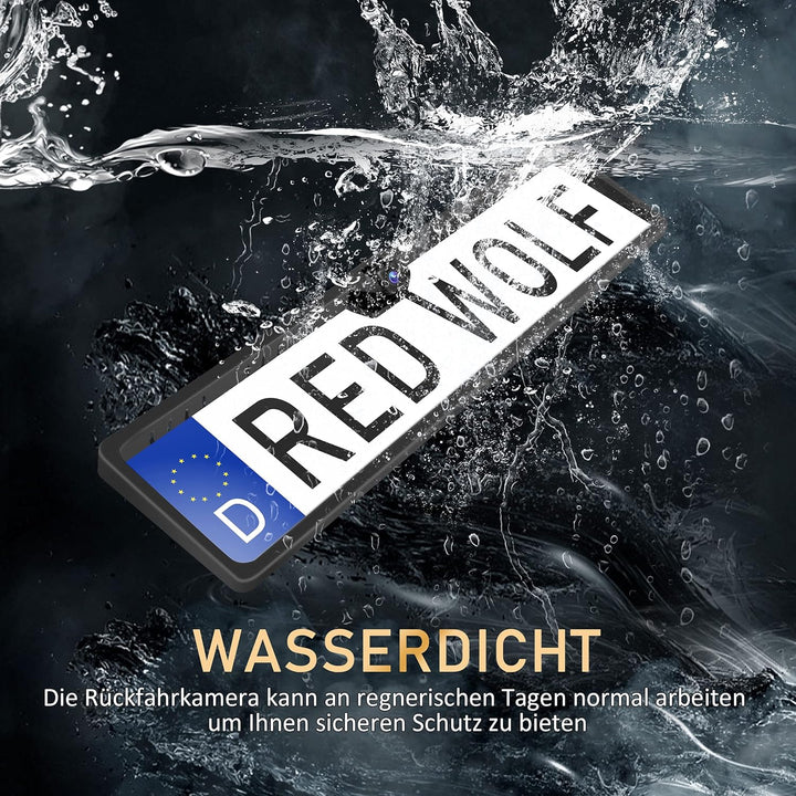 RED WOLF Rückfahrkamera Kennzeichenhalter Nummernschild mit Kamera NTSC PAL Guideline Einparkhilfe m