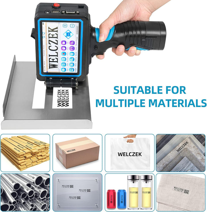 WELCZEK WK-01 Handdrucker mit 5-Zoll-Touchscreen Tragbarer Handheld Tintenstrahldrucker für Etikette