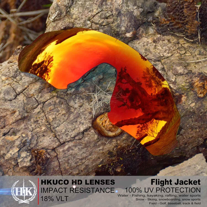 HKUCO Reinforce Rot/Titan/Photochromicic Polarisiert Ersatz-Brillengläser für Oakley Flight Jacket S