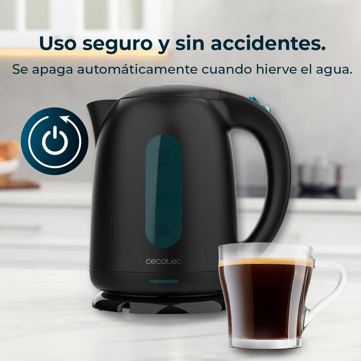 Cecotec Wasserkocher Thermosense 180 Black. Elektrischer Wasserkocher mit einem Fassungsvermögen von