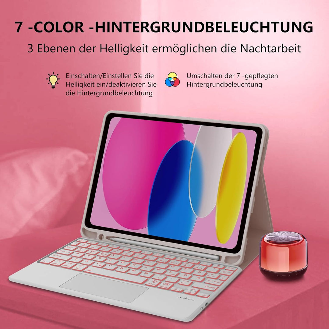 Touchpad Tastatur für iPad 10 2022 10.9 Zoll/11 Generation A16 2025 11 Zoll, Hülle Beleuchtete Bluet