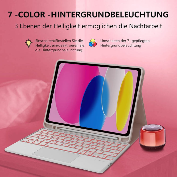 Touchpad Tastatur für iPad 10 2022 10.9 Zoll/11 Generation A16 2025 11 Zoll, Hülle Beleuchtete Bluet