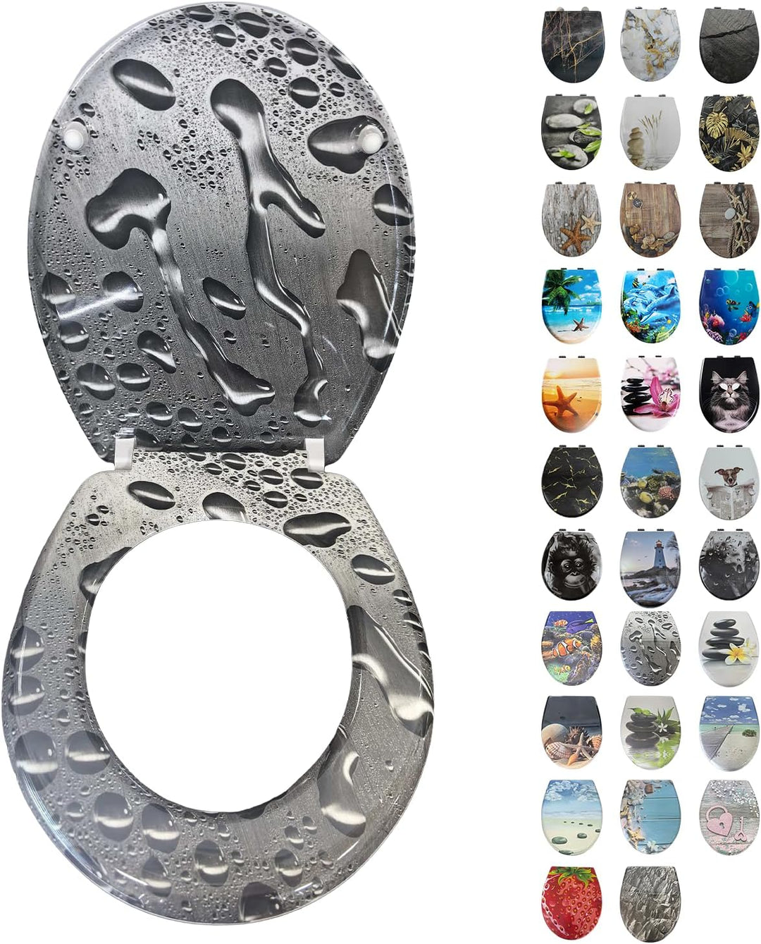 Toilettendeckel mit Absenkautomatik, WC Sitz mit Absenkautomatik Oval Form klodeckel Einfache Reinig
