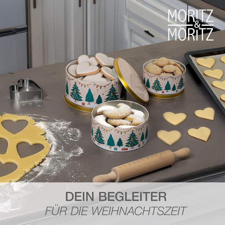 Moritz & Moritz Keksdose Metall Weihnachten, Keksdosen 3er Set Rund - Blechdose mit Deckel im festli