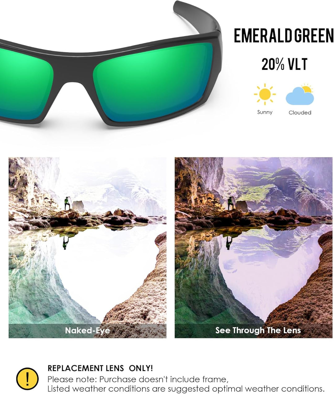 BlazerBuck Anti-salz Polarisierte Ersatzgläser für Oakley Gascan Smaragdgrün Polarisiert - [Polycarb