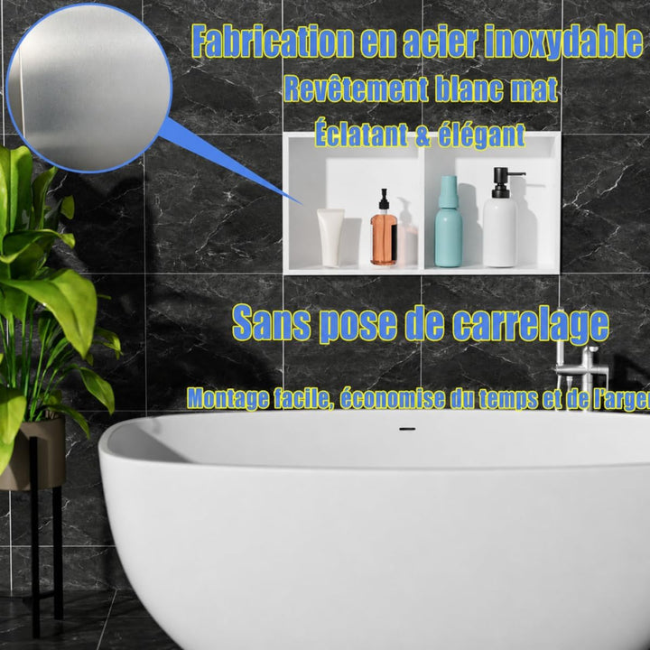 Edelstahl Einbaunische Wandnische für Dusche，Integrierte Fliesenlose Duschablage aus Rostfreiem Edel